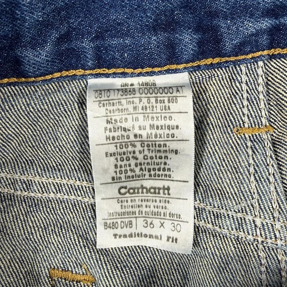 Carhartt Jeans Men 36X30 Blue Denim Cotton Traditional Fit Mid Rise Straight Leg